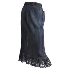 Issey Miyake Pleats Please Denim Printed Skirt 