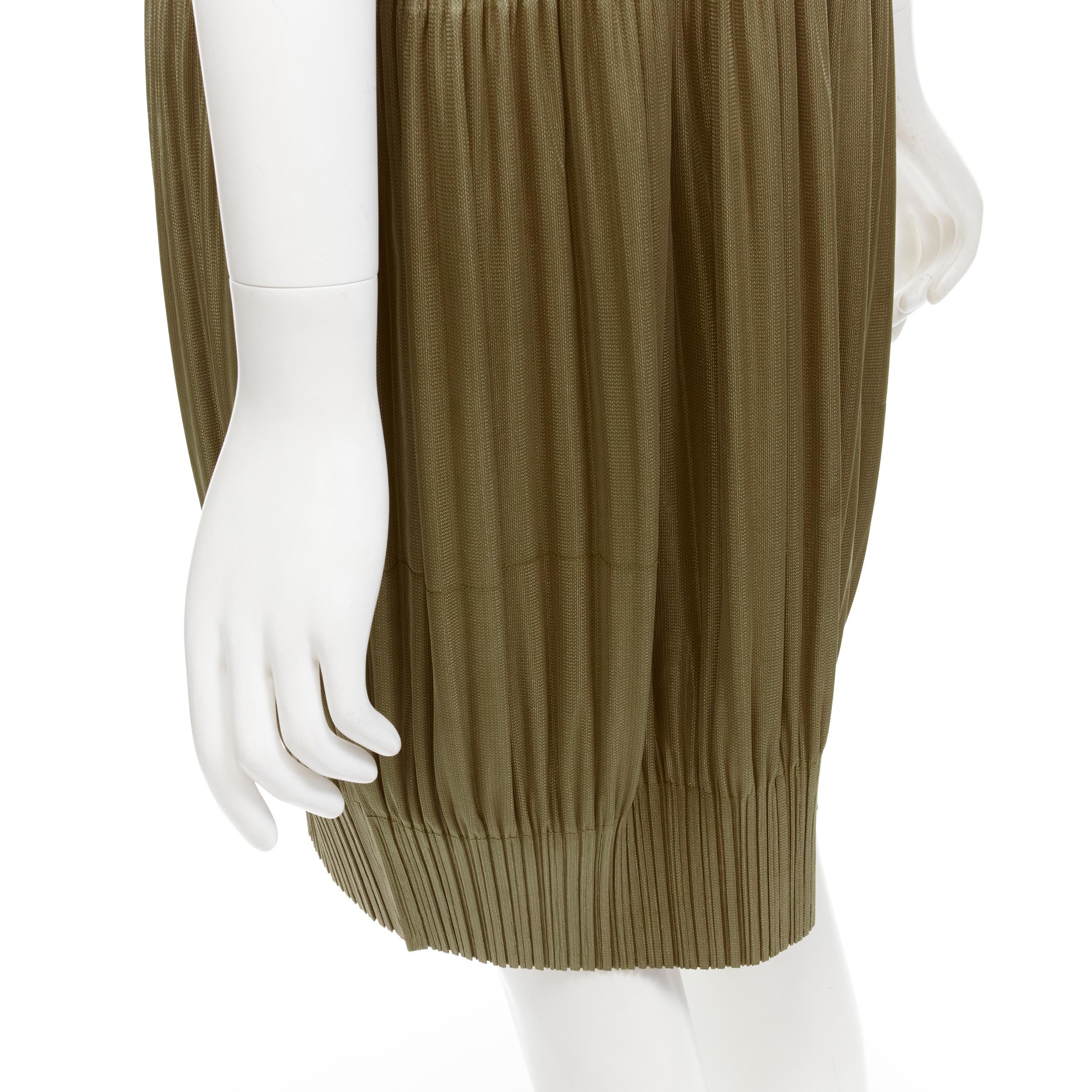 ISSEY MIYAKE PLEATS PLEASE gold V neck bubble skirt pleated plisse dress JP4 XL For Sale 2