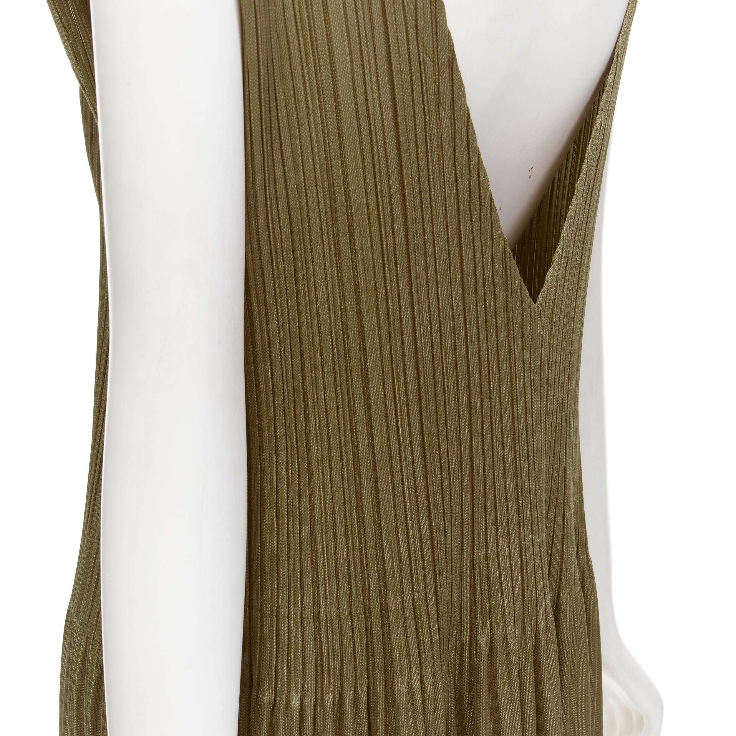 ISSEY MIYAKE PLEATS PLEASE gold V neck bubble skirt pleated plisse dress JP4 XL For Sale 3