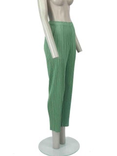 Issey Miyake Pleats Please Green Technical Pleated Trousers Size XL