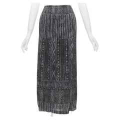 ISSEY MIYAKE PLEATS PLEASE grey black cable knit print pleated midi skirt JP2 M