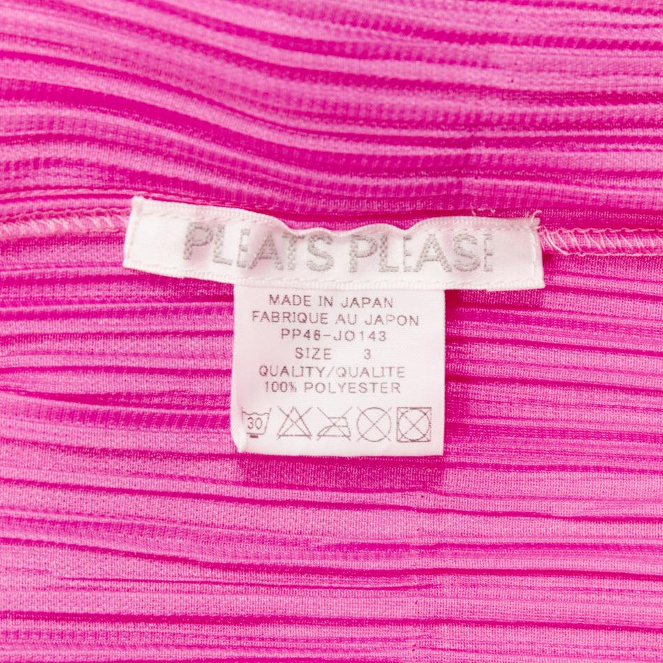 ISSEY MIYAKE Pleats Please veste cardigan rose vif à plis et ourlet découpé en 3D JP3 L en vente 4
