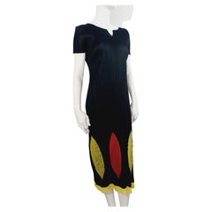 Issey Miyake Pleats Please - Robe de cocktail à fleurs, feuilles de kimono japonais