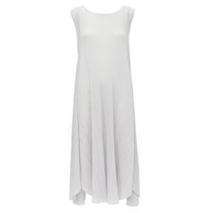 ISSEY MIYAKE Pleats Please light grey plisse A-line curved hem midi dress Sz.3 L