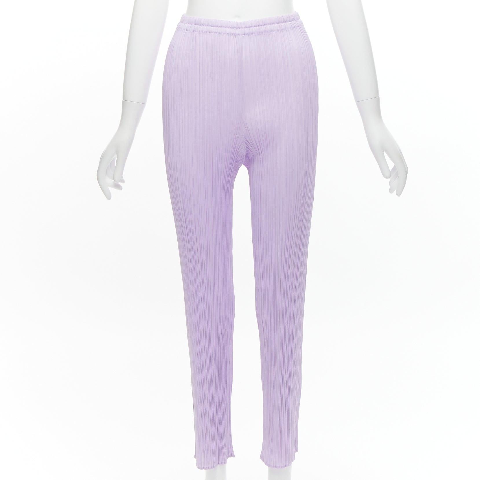 ISSEY MIYAKE Pleats Please lilac purple plisse tank top slim pants set F 4