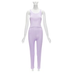 ISSEY MIYAKE Pleats Please lilac purple plisse tank top slim pants set F