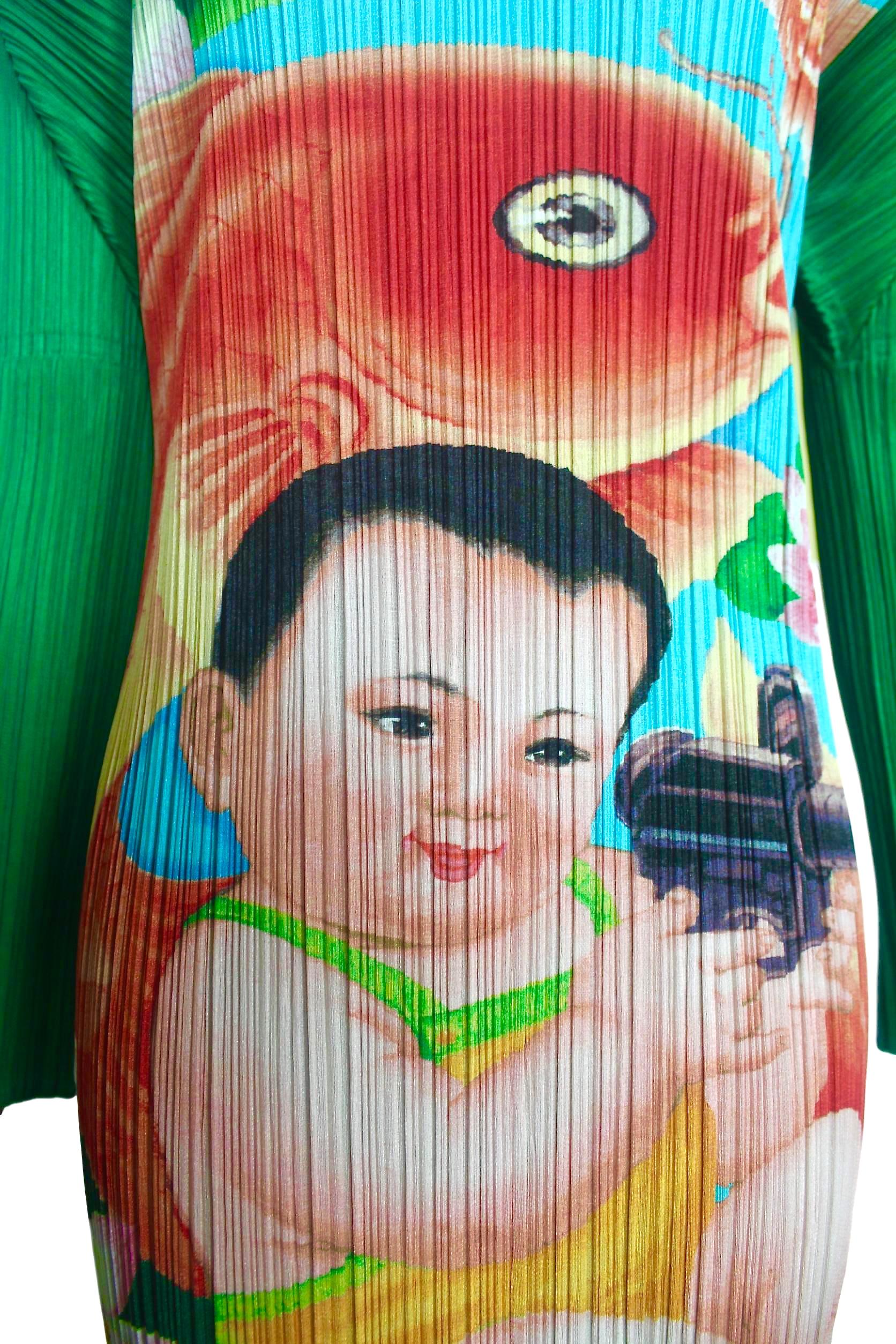 Gray Issey Miyake Pleats Please Machine Gun Baby Dress For Sale