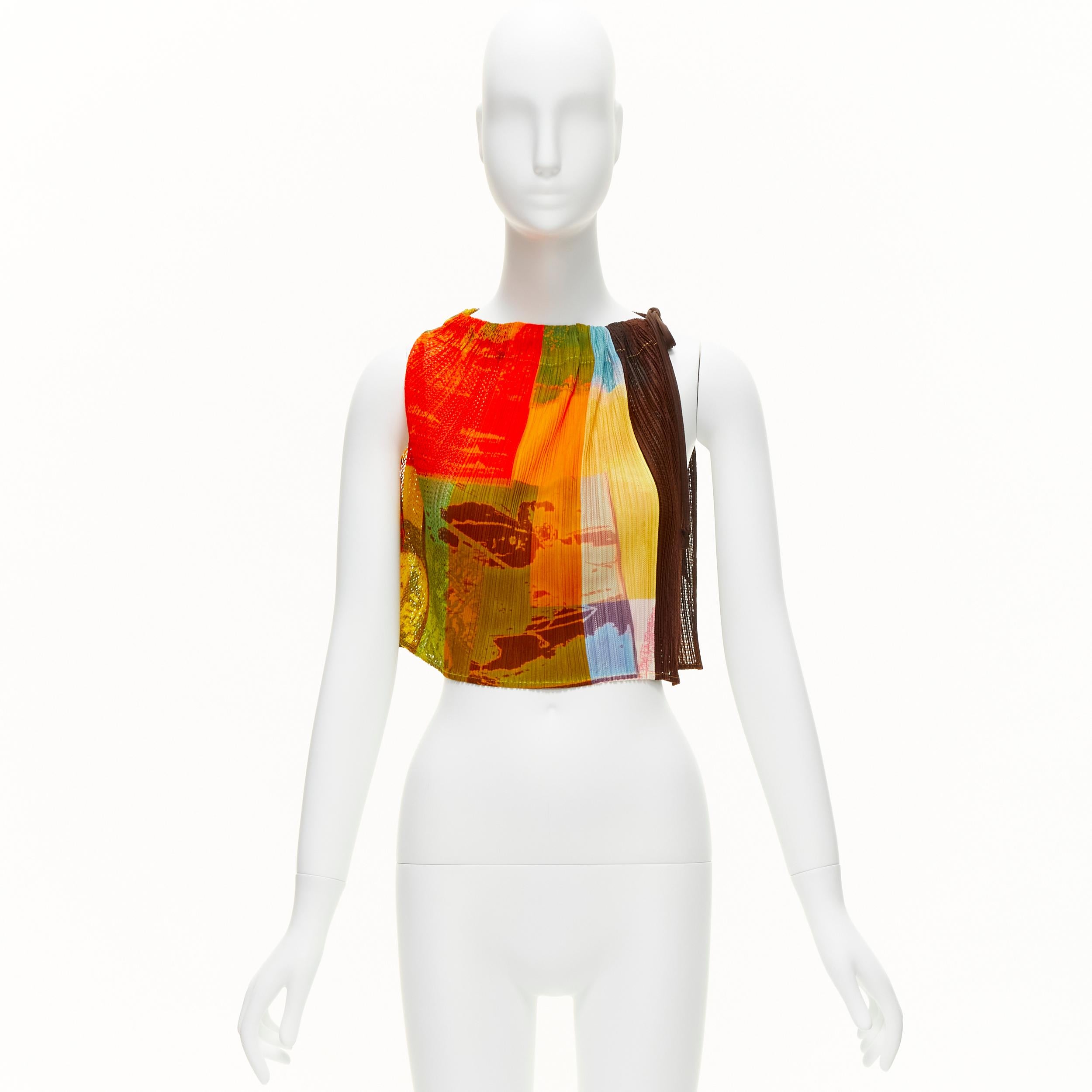 ISSEY MIYAKE PLEATS PLEASE multicolour print drawstring paperbag vest top 6