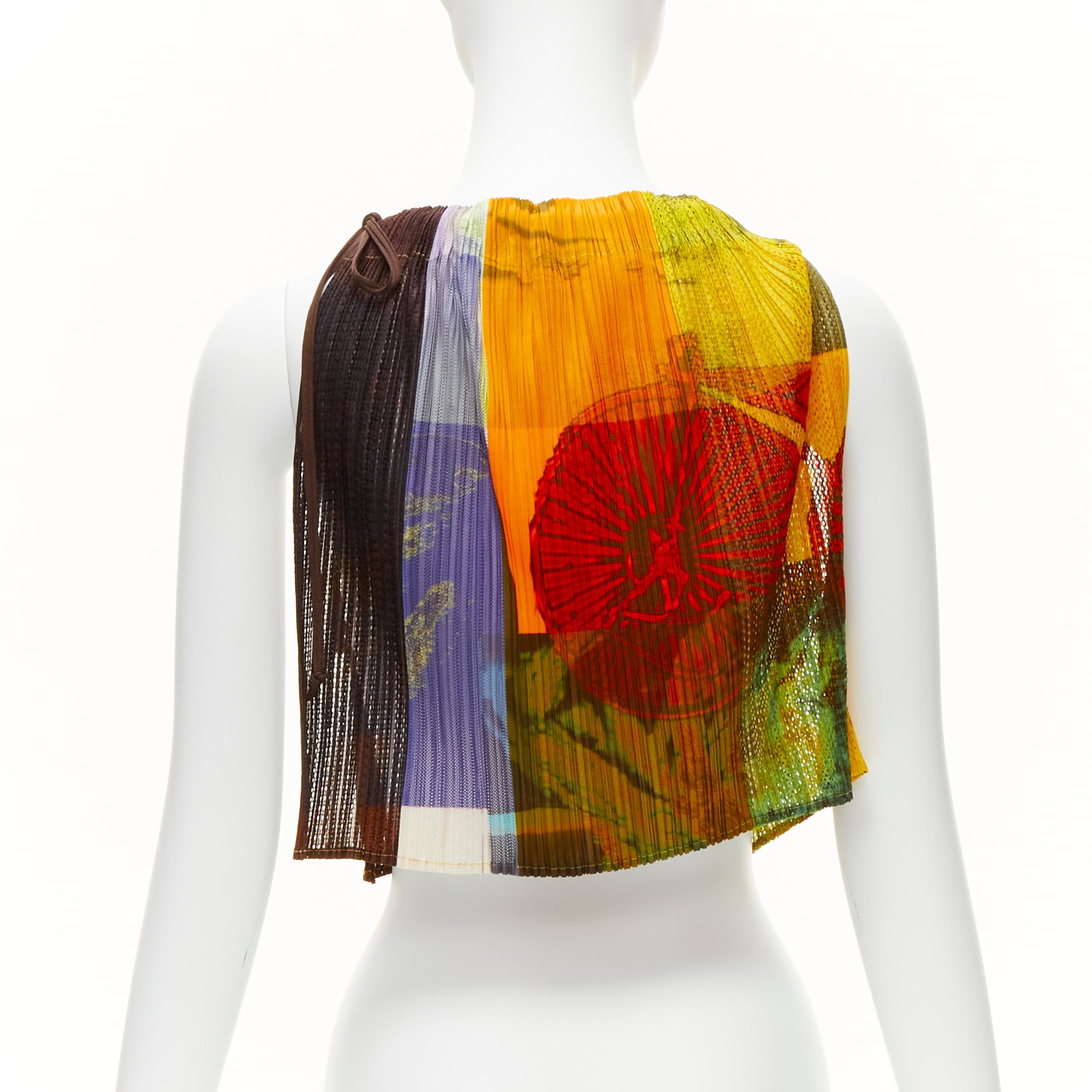 ISSEY MIYAKE PLEATS PLEASE multicolour print drawstring paperbag vest top For Sale 1
