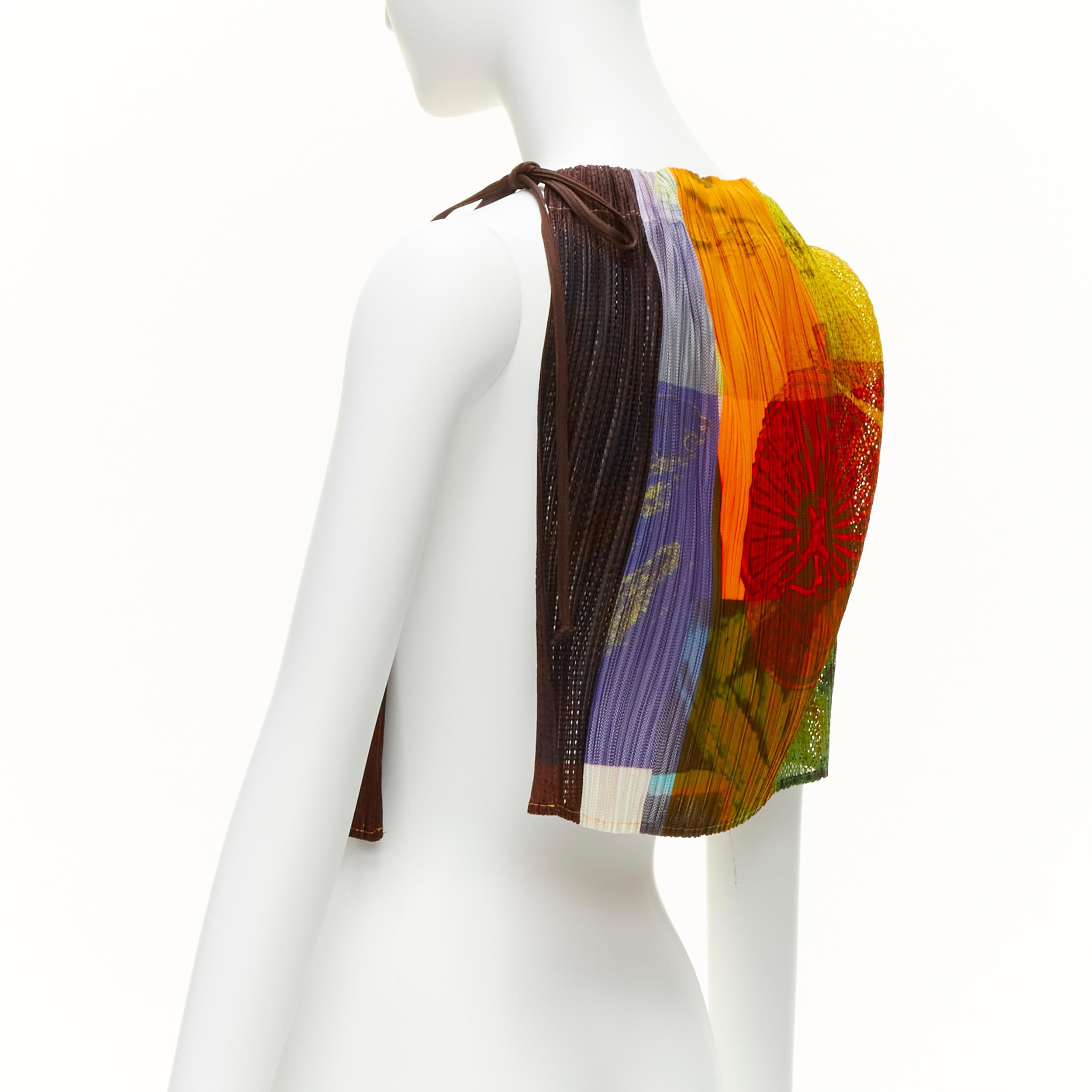 ISSEY MIYAKE PLEATS PLEASE multicolour print drawstring paperbag vest top For Sale 2