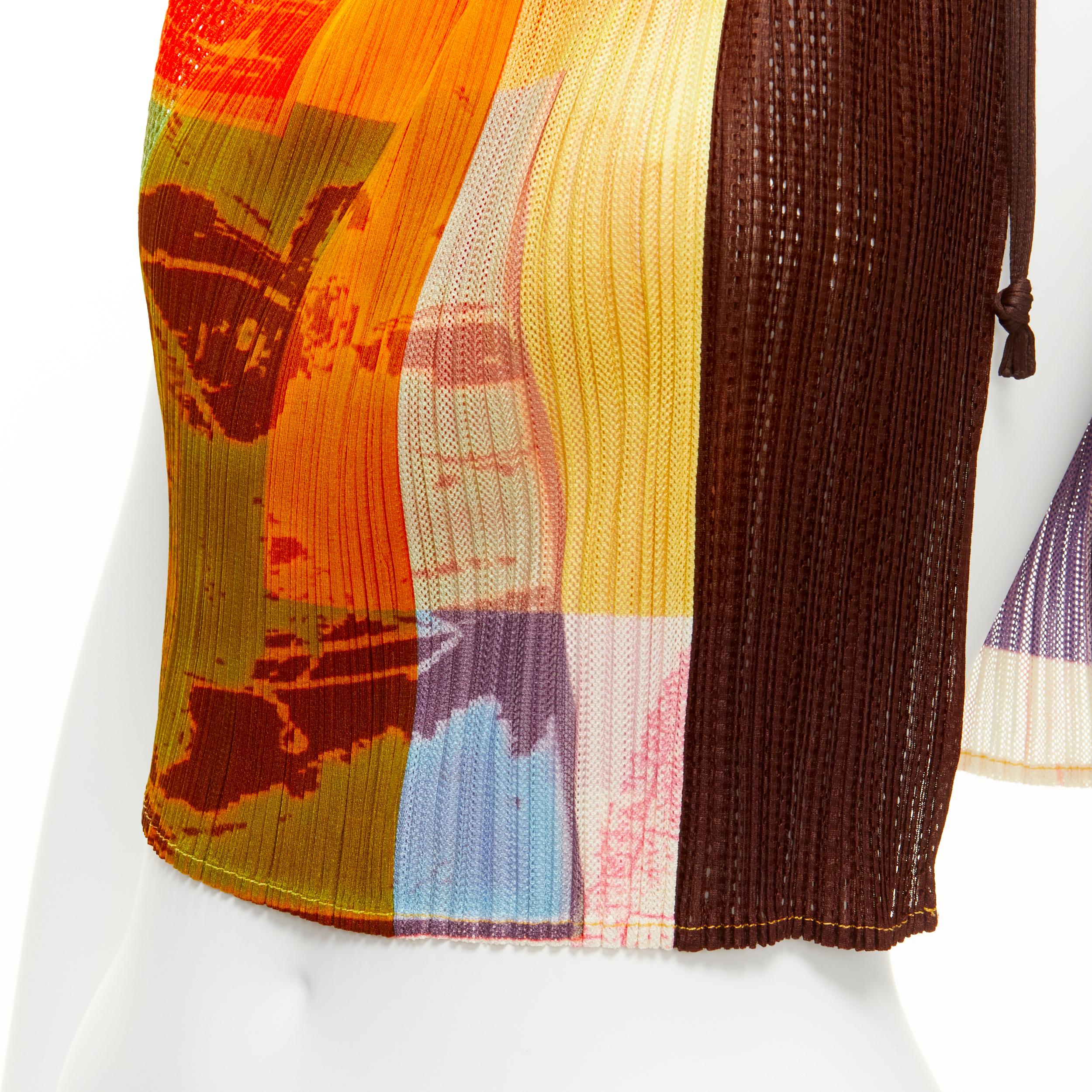 ISSEY MIYAKE PLEATS PLEASE multicolour print drawstring paperbag vest top For Sale 4