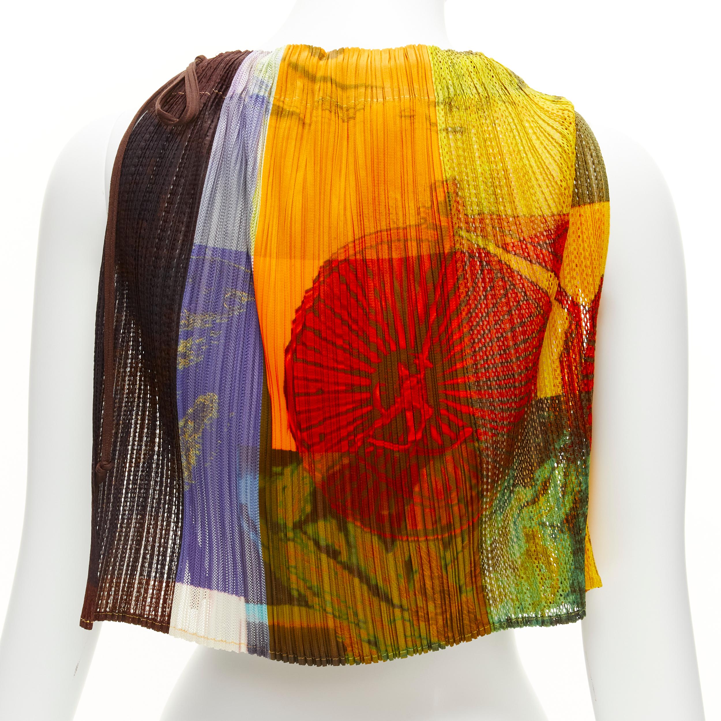ISSEY MIYAKE PLEATS PLEASE multicolour print drawstring paperbag vest top For Sale 5