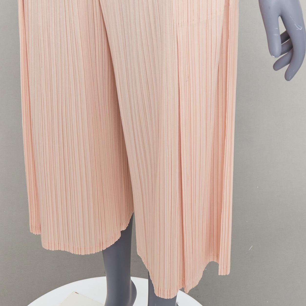 Beige Issey Miyake Pleats Please rose plisse taille haute pantalon large JP4 XL en vente