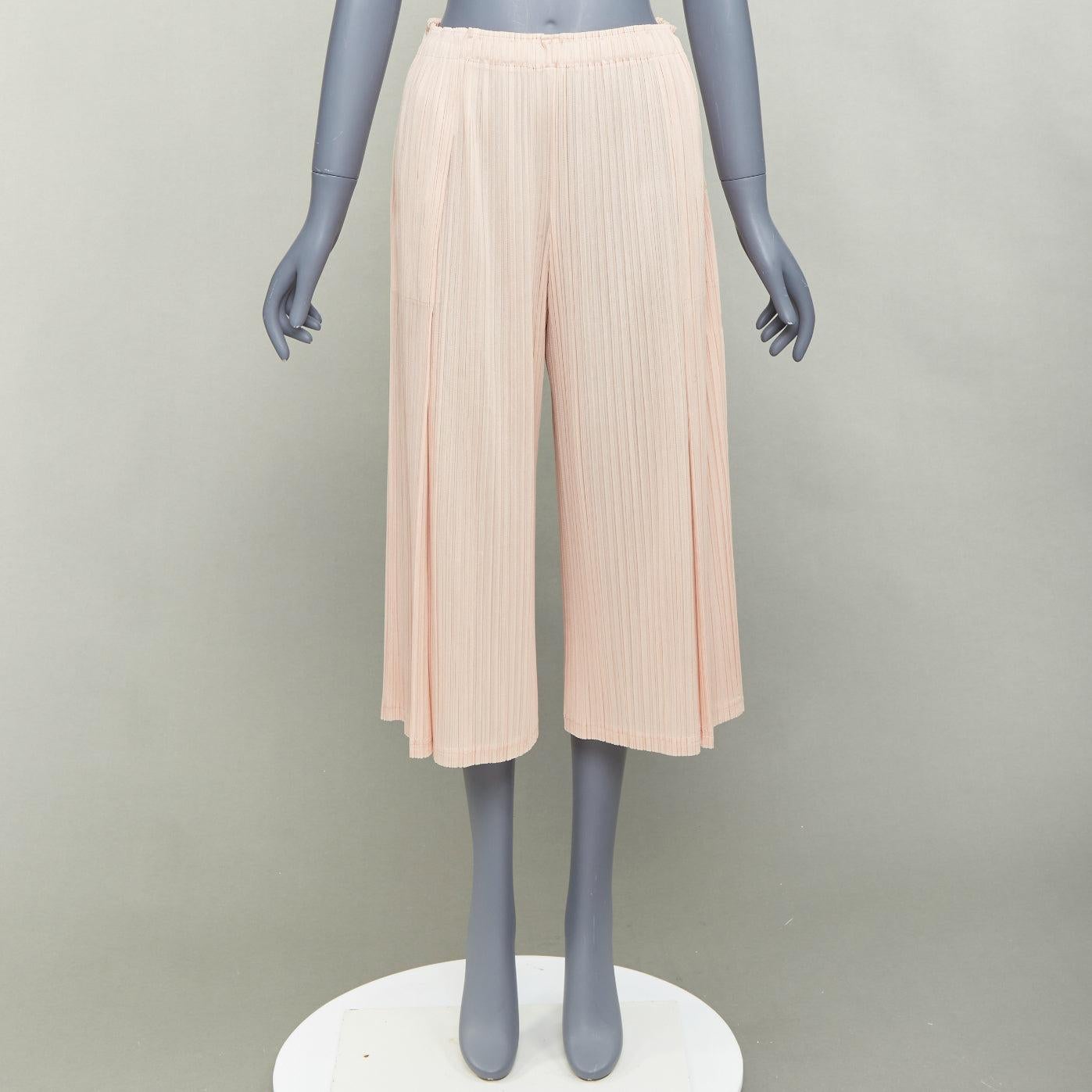 Issey Miyake Pleats Please rose plisse taille haute pantalon large JP4 XL Excellent état - En vente à Hong Kong, NT