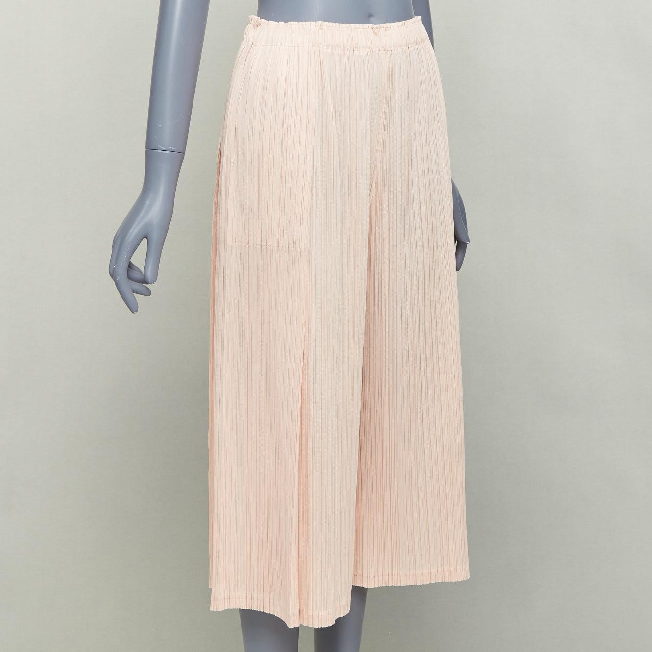 Issey Miyake Pleats Please rose plisse taille haute pantalon large JP4 XL en vente 3