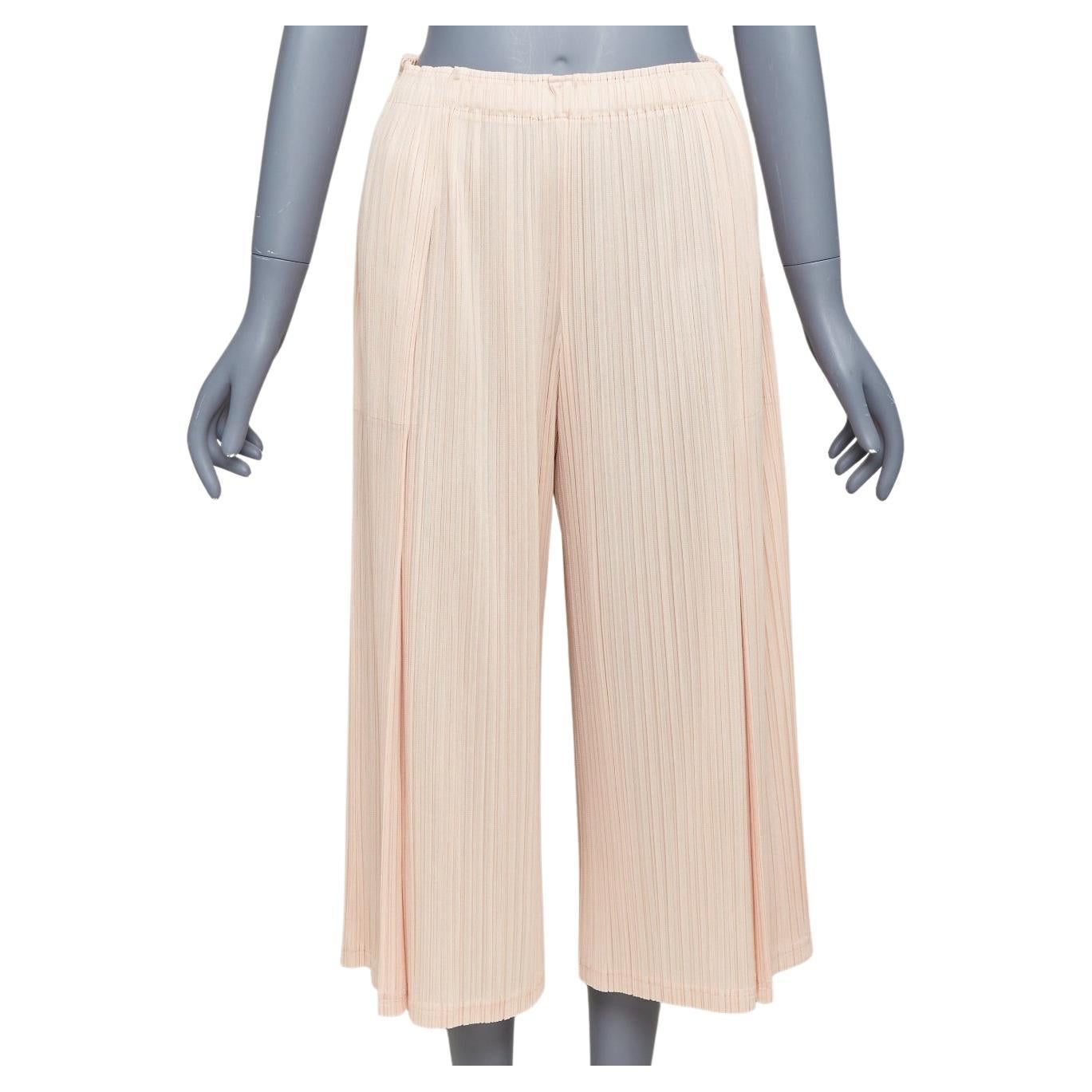 Issey Miyake Pleats Please rose plisse taille haute pantalon large JP4 XL