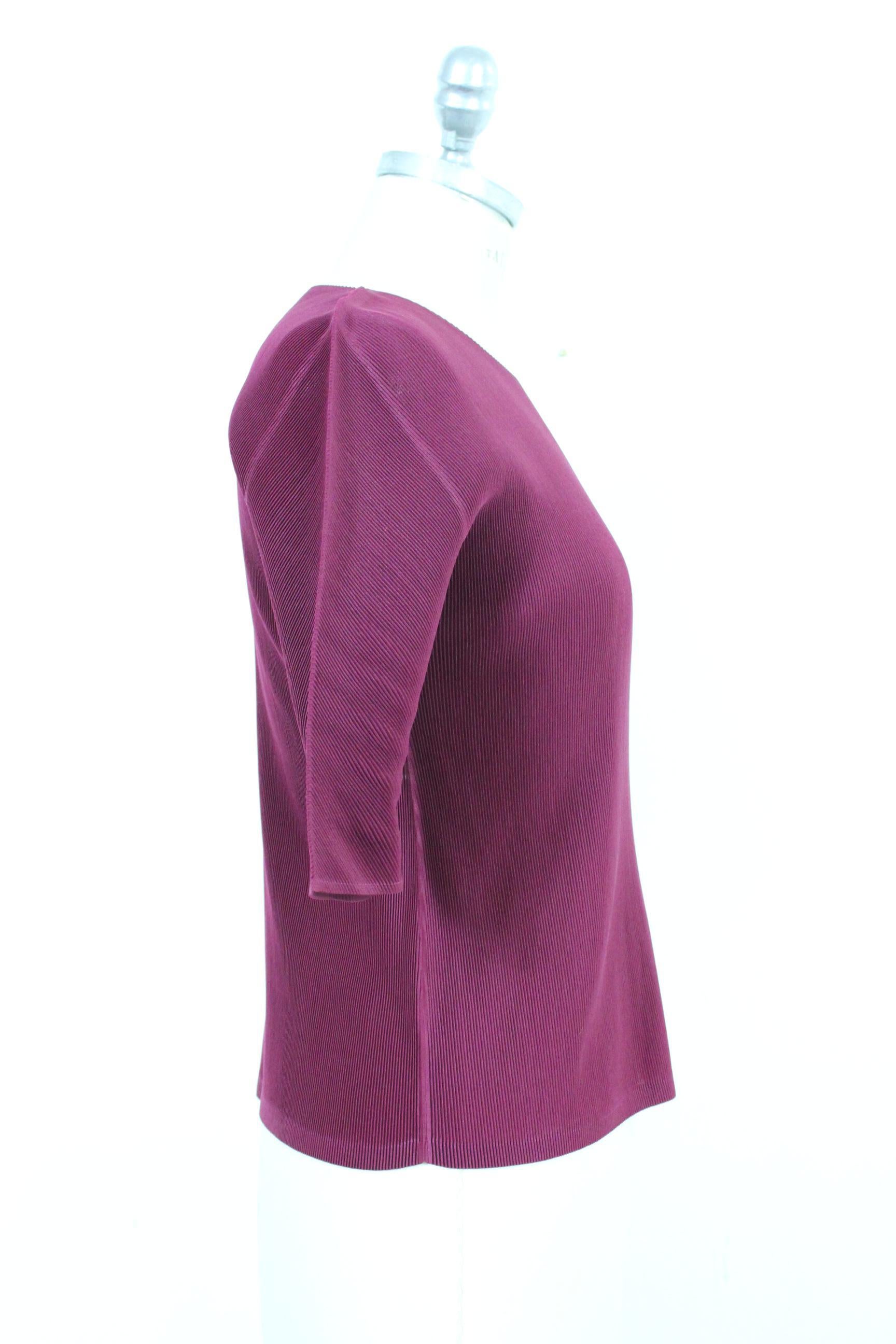 Issey Miyake Pleats Please Purple Pleated Shirt Short Sleeves 1990s Stretch In Excellent Condition In Brindisi, Bt