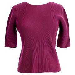 Vintage Issey Miyake Pleats Please Purple Pleated Shirt Short Sleeves 1990s Stretch 