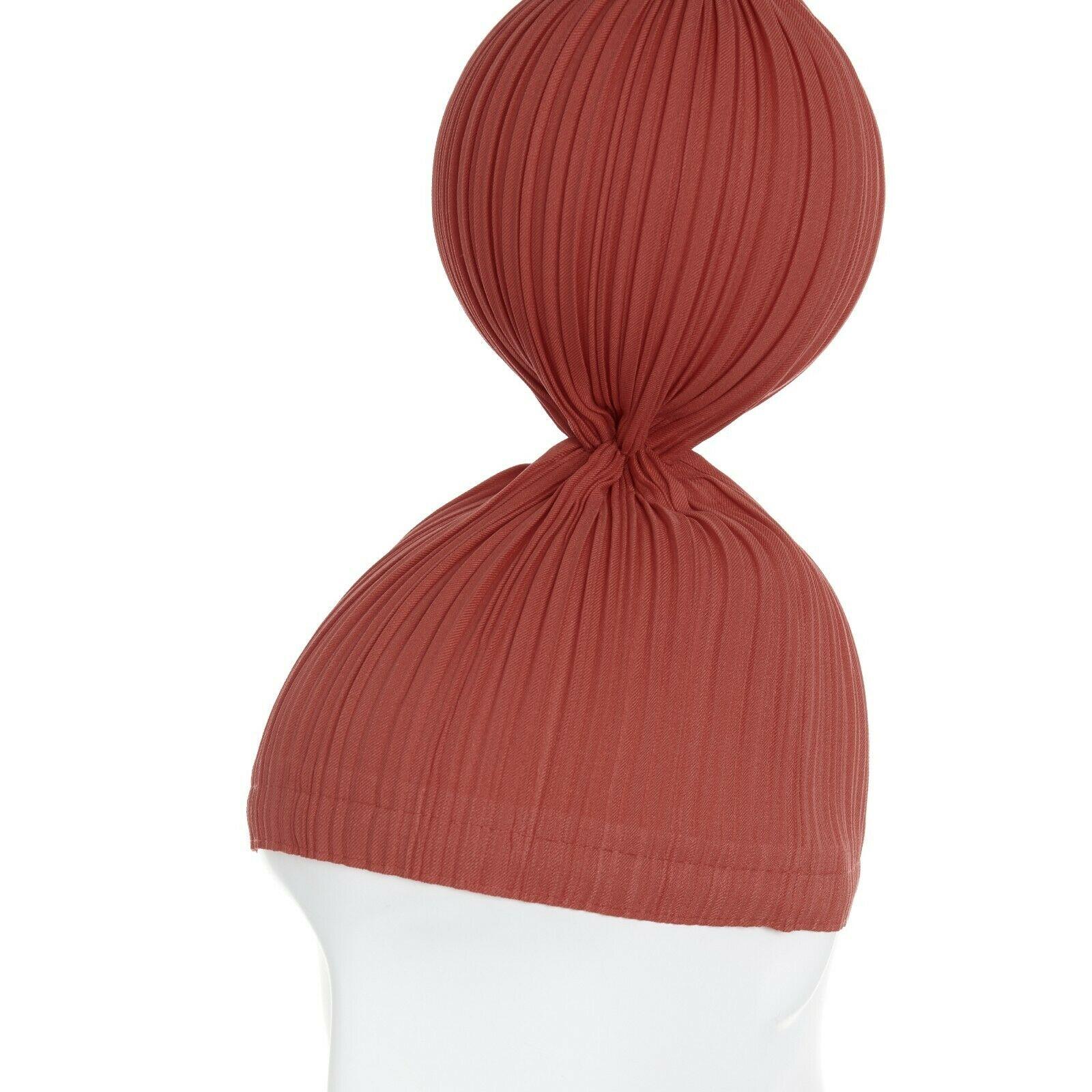 ISSEY MIYAKE PLEATS PLEASE red pleated single sphere ball bubble statement hat 1