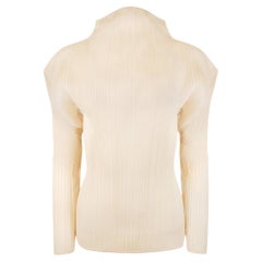ISSEY MIYAKE Pleats Please Sculptural Cream Blouse with Exaggerated Silhouette