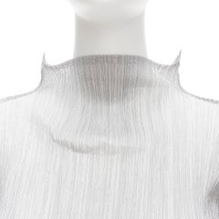 ISSEY MIYAKE PLEATS PLEASE silver spike collar angular cut pleats top JP3 L