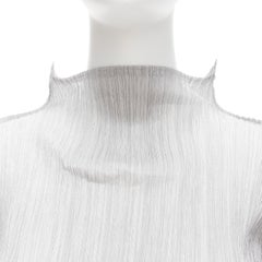ISSEY MIYAKE PLEATS PLEASE silver spike collar angular cut pleats top JP3 L