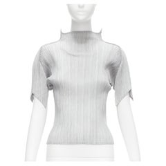 ISSEY MIYAKE PLEATS PLEASE silberne Spinnenkragen mit kantigen Falten JP3 L