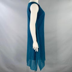 ISSEY MIYAKE PLEATS PLEASE Size L Blue Green Polyester Pleated Sleeveless Dress
