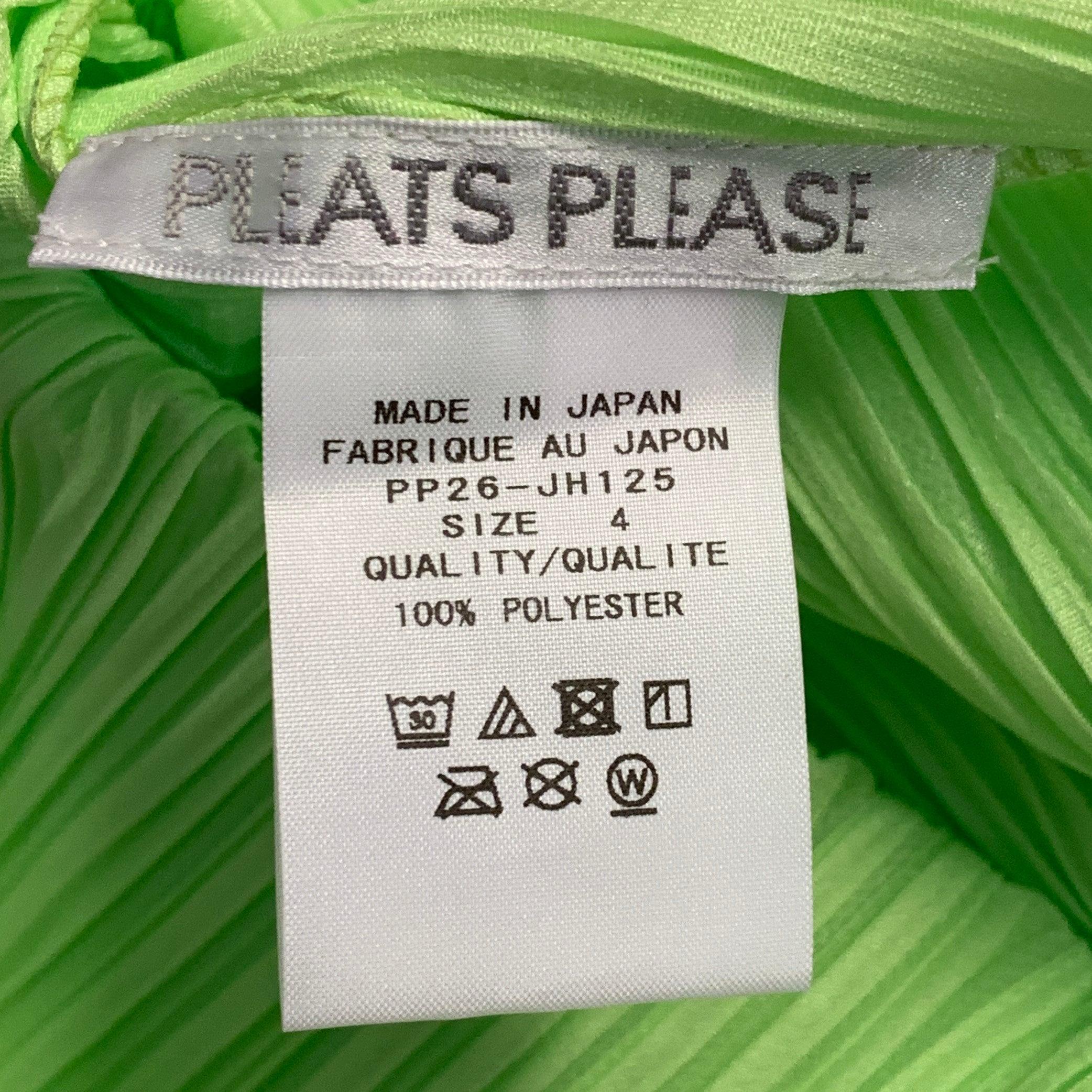 Donna Issey Miyake Pleats Please Taglia L Abito a Maglia in Poliestere Plissettato Verde Neon in vendita