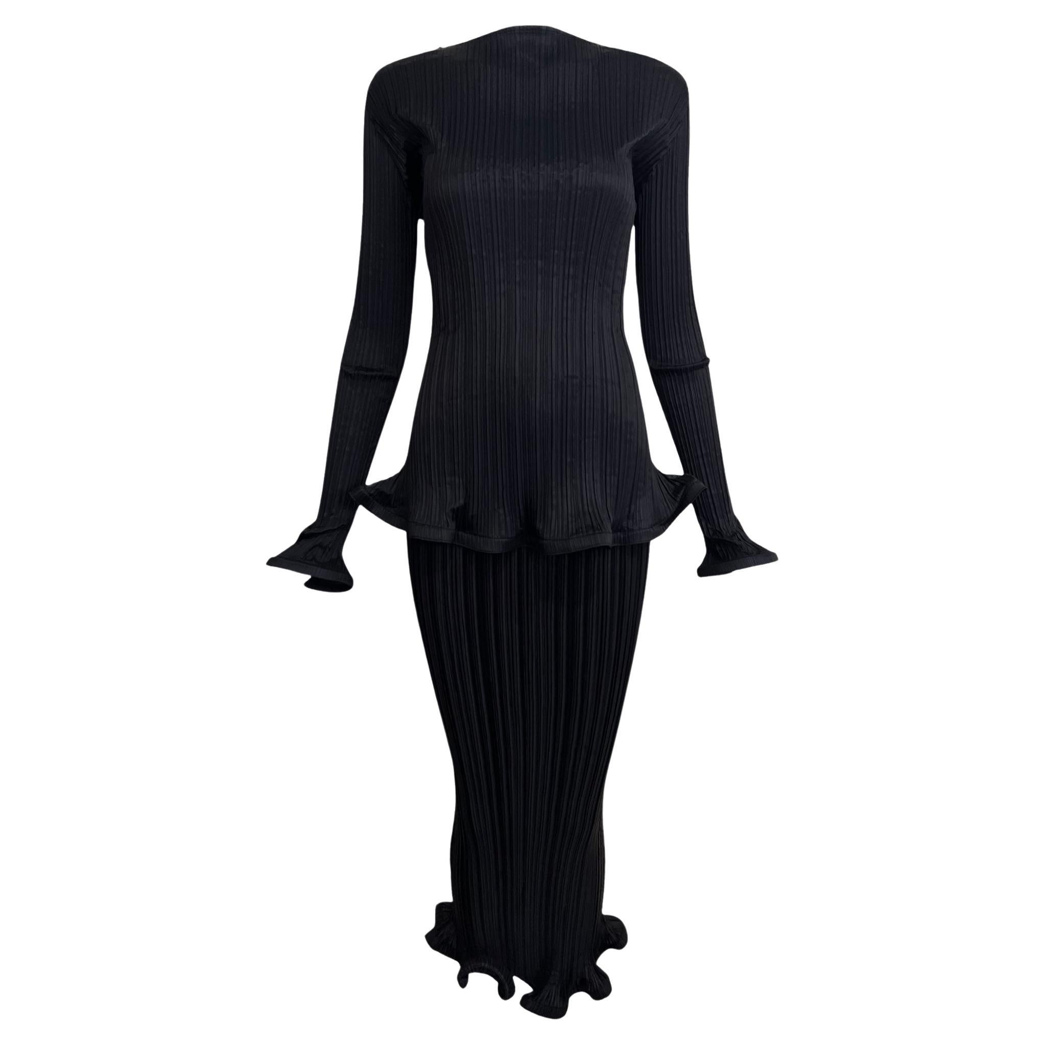 Issey Miyake Pleats Please Spring 1997 Black Trumpet Hem Ensemble