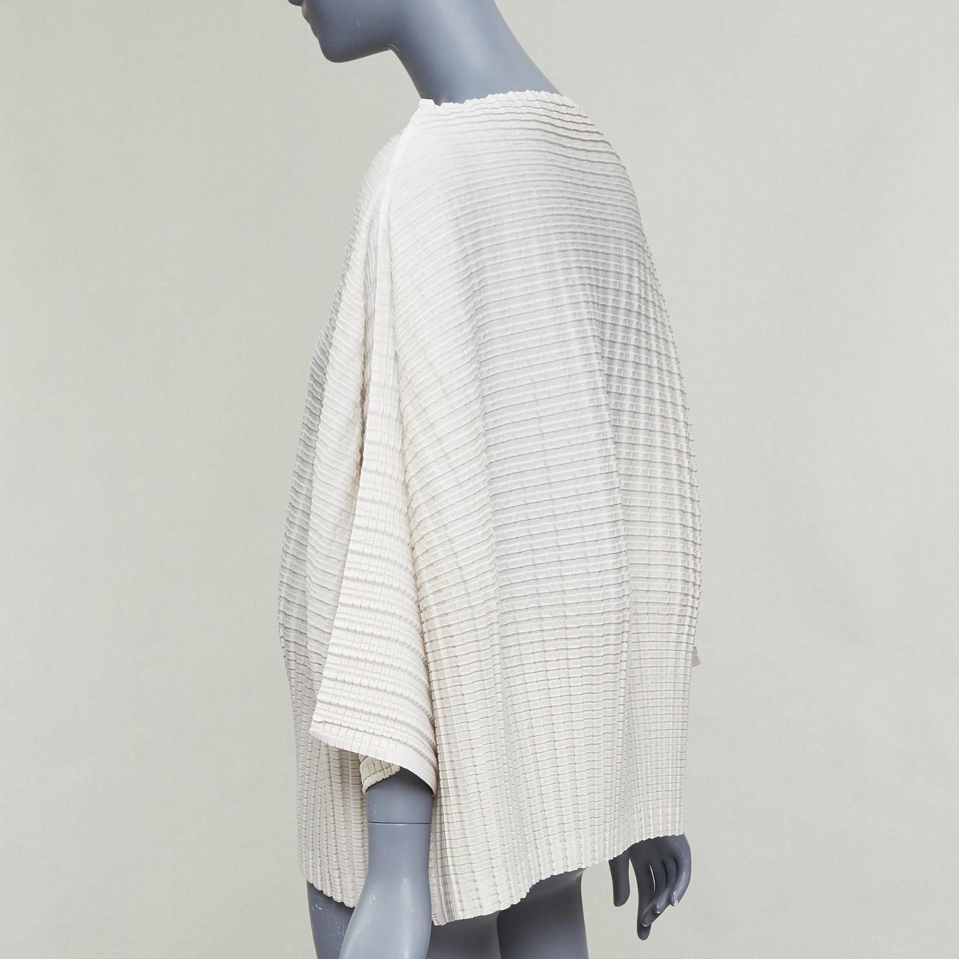 ISSEY MIYAKE Pleats Please steel grey crinkled batwing bateau  top JP3 L en venta 1