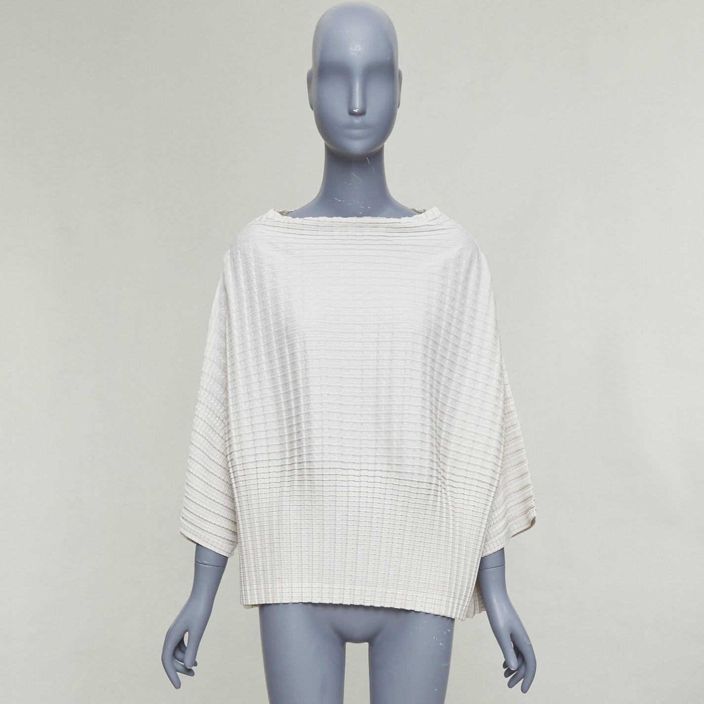 ISSEY MIYAKE Pleats Please steel grey crinkled batwing bateau  top JP3 L en venta 4
