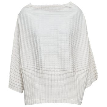 Issey Miyake Gray Pleats Please Crinkled Batwing Top, Contemporary