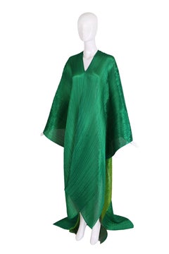 Issey Miyake "Pleats Please" Trained Tabard Caftan in Emerald & Lime Green