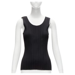 ISSEY MIYAKE Pleats Please Camiseta de tirantes vintage de cuello redondo y plisado negro JP3 L