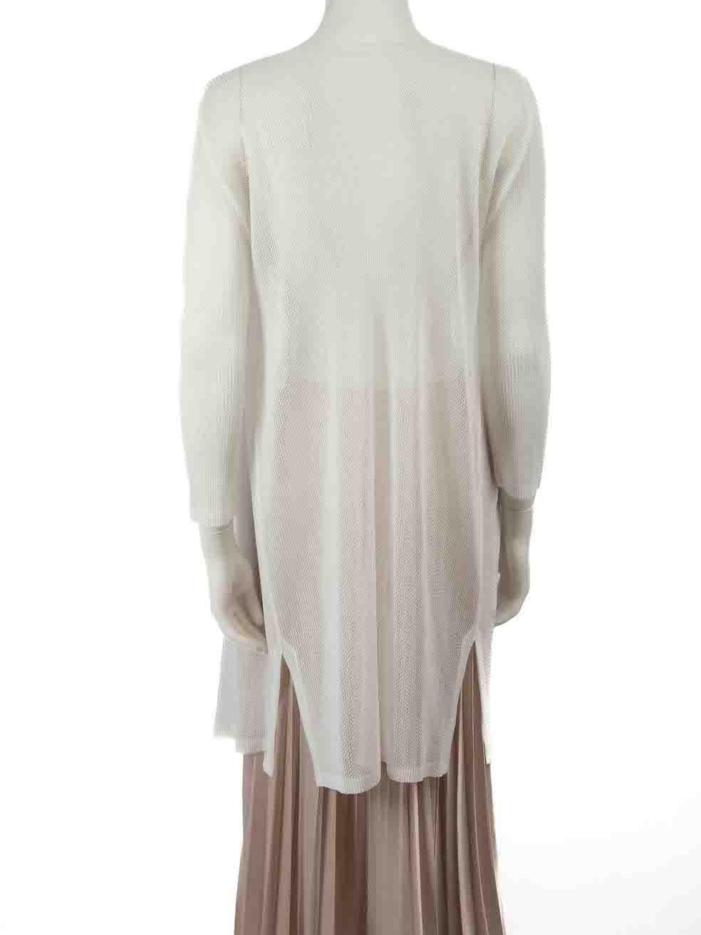 Issey Miyake Pleats Please White Mesh Textured Cardigan Size M In Good Condition For Sale In London, GB