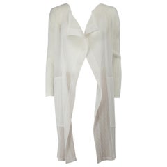 Issey Miyake Pleats Please White Mesh Textured Cardigan Size M