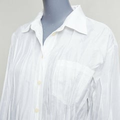 ISSEY MIYAKE Pleats Please white plisse pocketed shirt JP4 XL