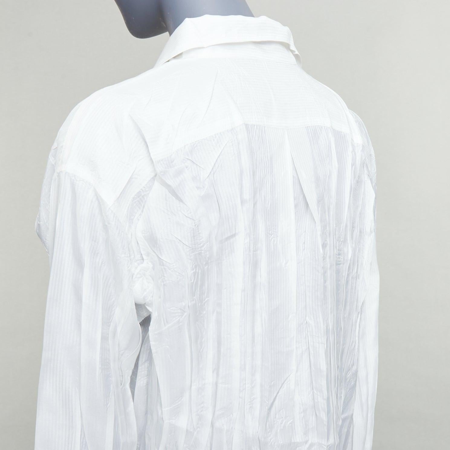 ISSEY MIYAKE Pleats Please white plisse pocketed shirt JP4 XL For Sale 2