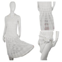 Issey Miyake Pleats Please Abito da sposa bianco a pieghe in maglia giapponese 2 pezzi Set