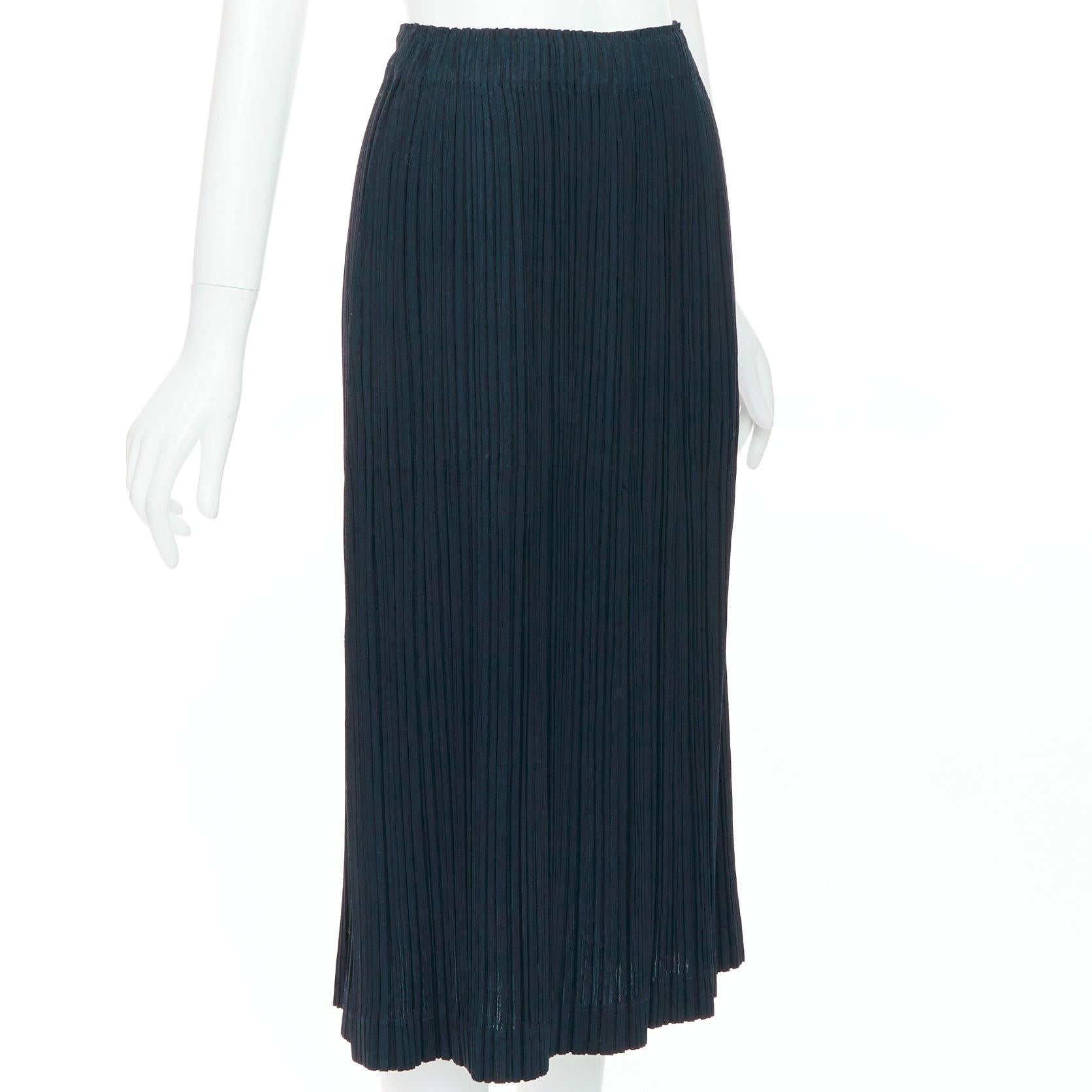 Nero Issey Miyake Pleats Please, gonna a pieghe in misto lana con spacco posteriore JP3 L. in vendita