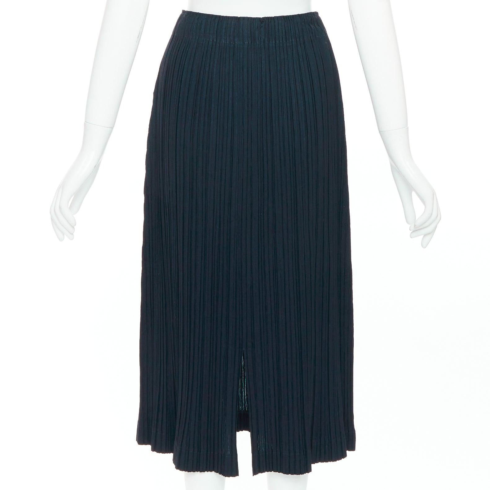 Donna Issey Miyake Pleats Please, gonna a pieghe in misto lana con spacco posteriore JP3 L. in vendita