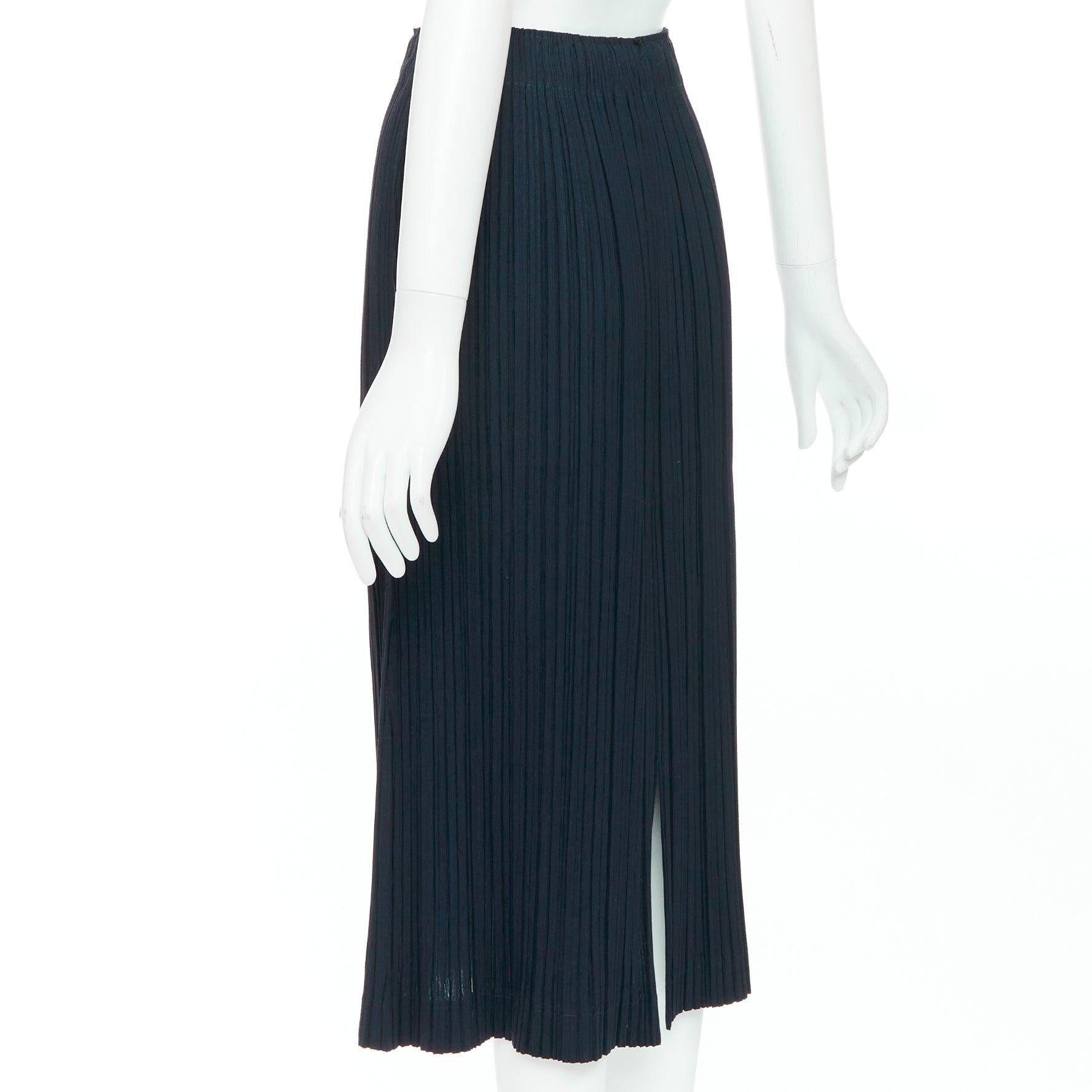 Issey Miyake Pleats Please, gonna a pieghe in misto lana con spacco posteriore JP3 L. in vendita 1