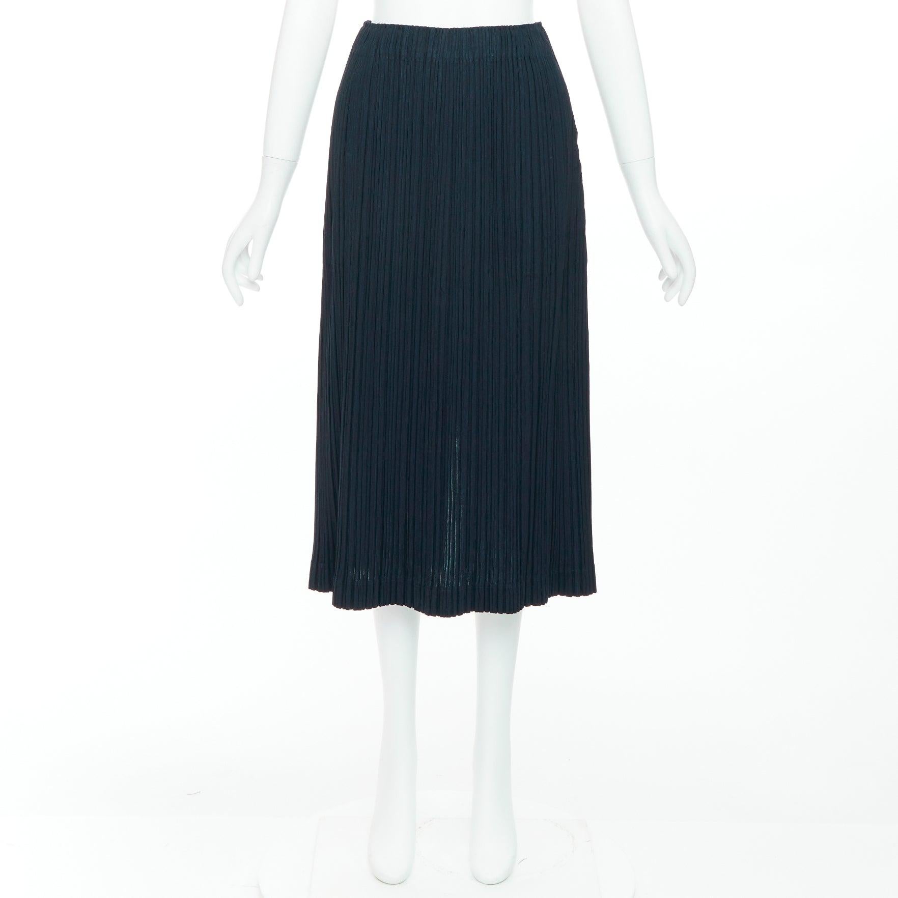 Issey Miyake Pleats Please, gonna a pieghe in misto lana con spacco posteriore JP3 L. in vendita 4