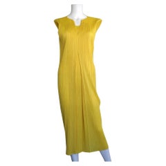 Issey Miyake Pleats Please Yellow Pleated Dress