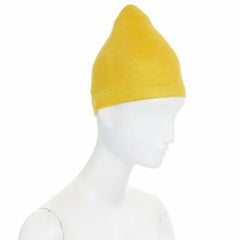 ISSEY MIYAKE PLEATS PLEASE yellow raffia straw woven pointed moroccan hat