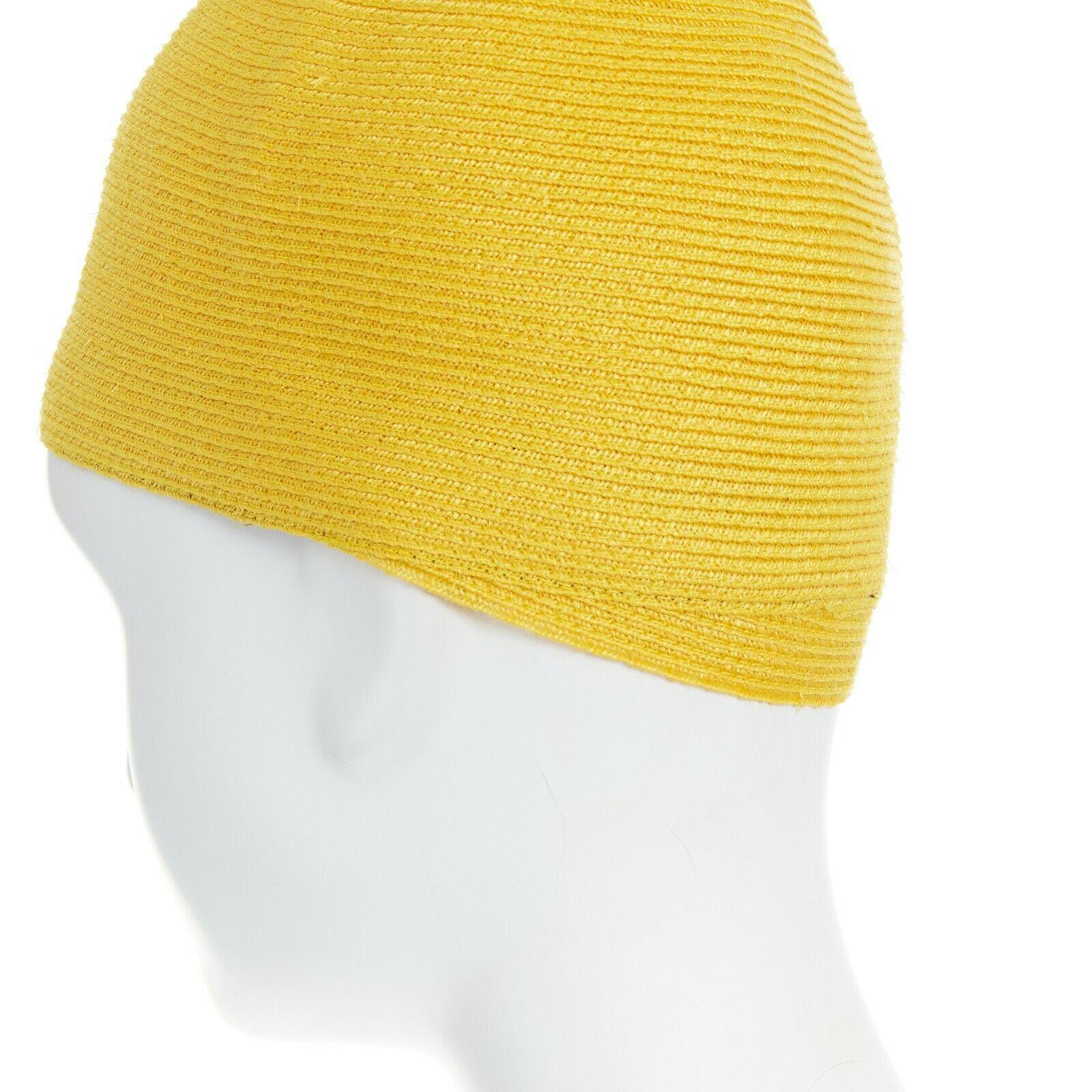 Gray ISSEY MIYAKE PLEATS PLEASE yellow raffia straw woven pointed moroccan hat