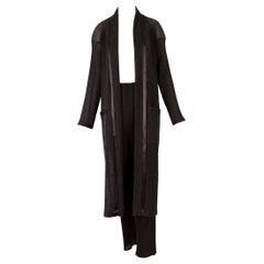 Issey Miyake pleats vintage 1990s chocolate brown coat & pants set