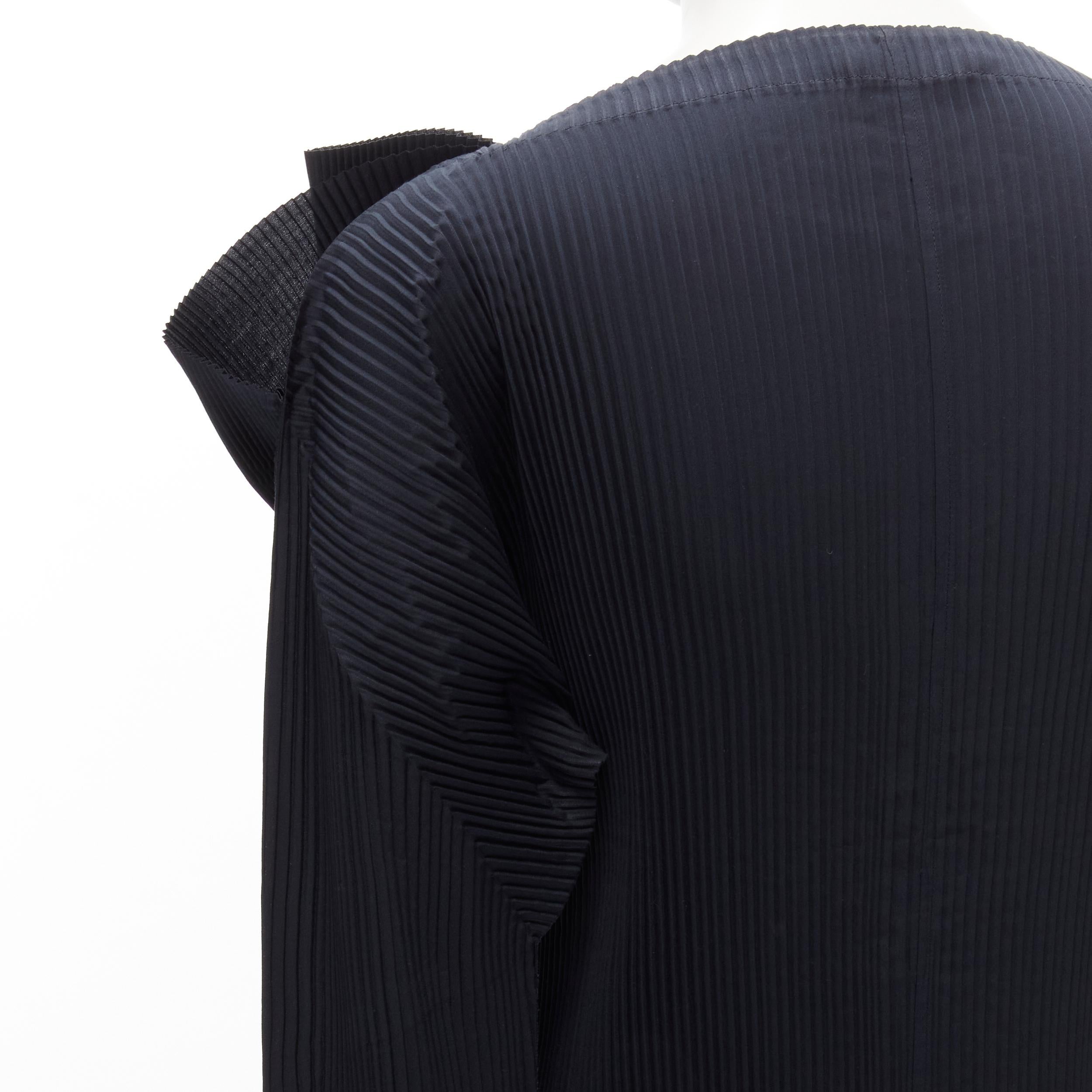 ISSEY MIYAKE plisse pleated black ruffle collar dolman sleeve long sleeve top M 3