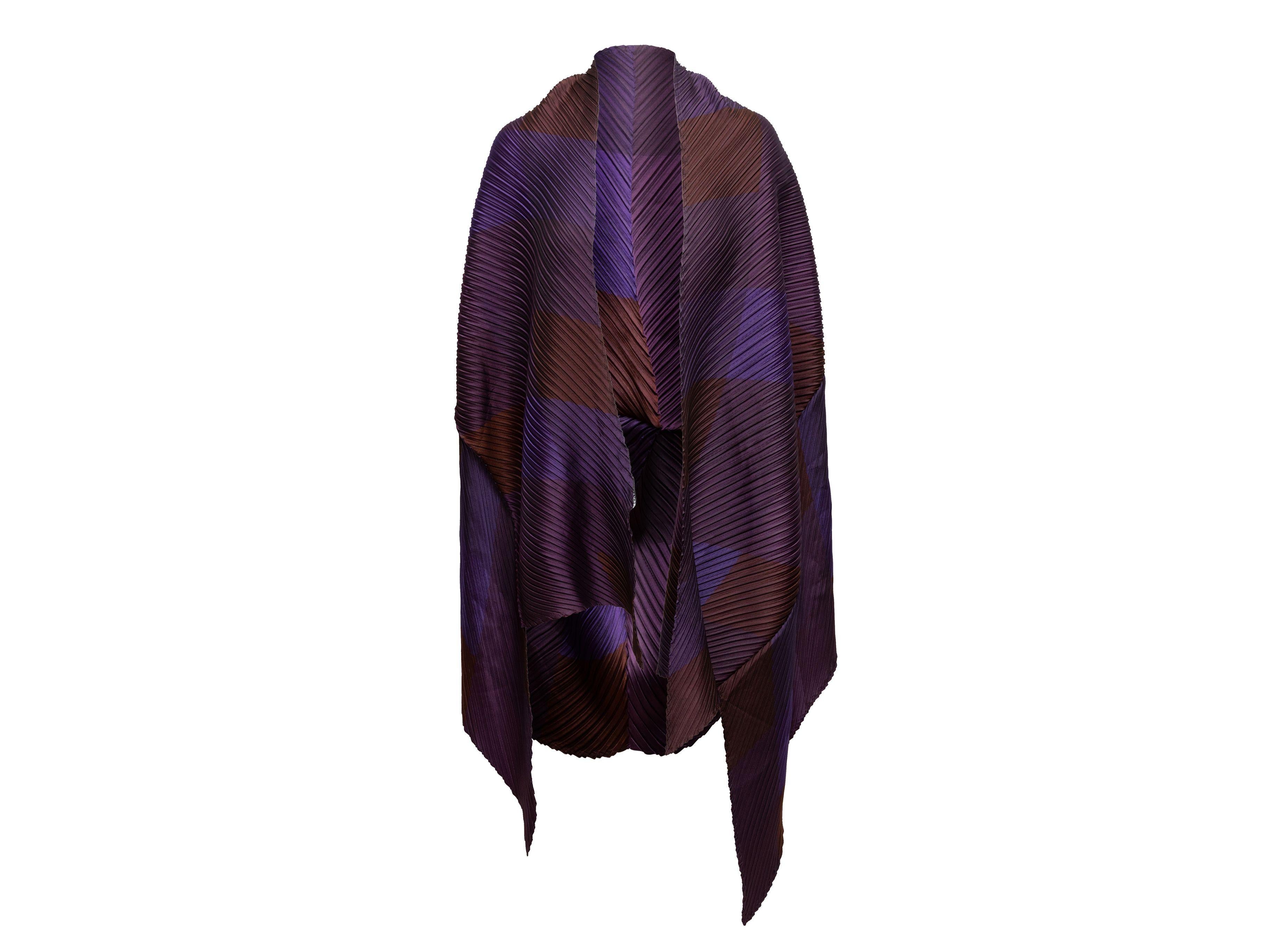 Issey Miyake Purple & Brown Plisse Scarf In Good Condition In New York, NY